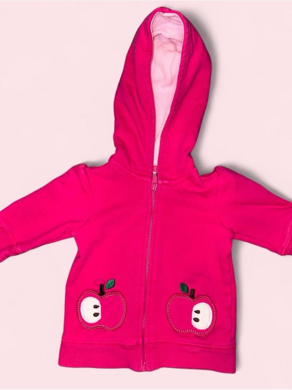 Carter's Bright Pink Hooded Jacket with Apple Trim Pockets
